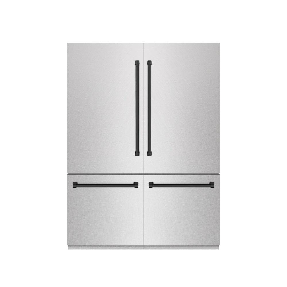 Autograph Edition 60 In. 32.2 Cu. Ft. French Door Built-in Bottom Freezer Refrigerator With Water Dispenser And Ice Maker In Satin Stainless Steel With Graphite Gray Interior And Matte Black GRBIVZSN60MB