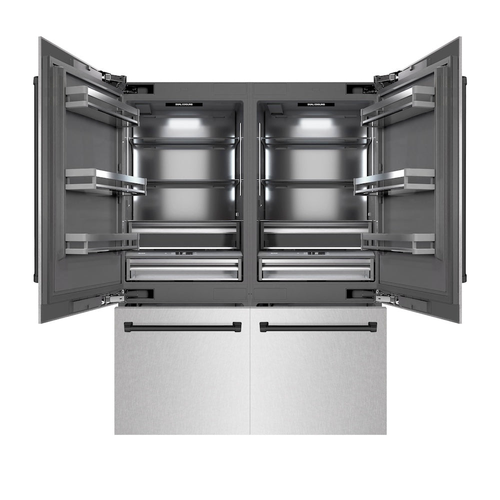 Autograph Edition 60 In. 32.2 Cu. Ft. French Door Built-in Bottom Freezer Refrigerator With Water Dispenser And Ice Maker In Satin Stainless Steel With Graphite Gray Interior And Matte Black GRBIVZSN60MB