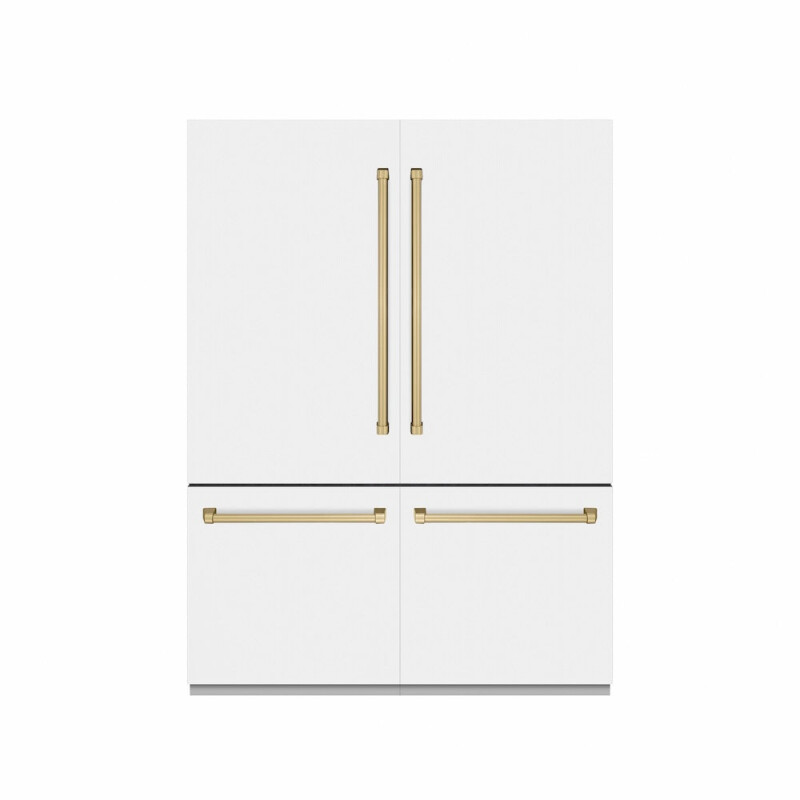 Autograph Edition 60 In. 32.2 Cu. Ft. French Door Built-in Bottom Freezer Refrigerator With Water Dispenser And Ice Maker In White Matte With Graphite Gray Interior And Champagne Bronze Accen GRBIVZWM60CB