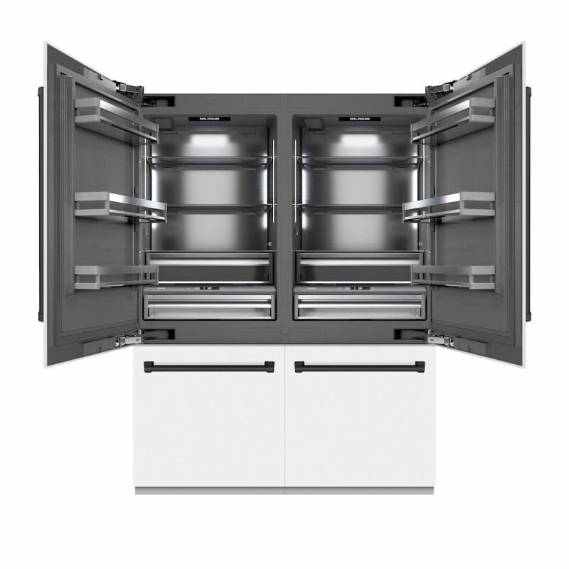 Autograph Edition 60 In. 32.2 Cu. Ft. French Door Built-in Bottom Freezer Refrigerator With Water Dispenser And Ice Maker In White Matte With Graphite Gray Interior And Matte Black Accents GR