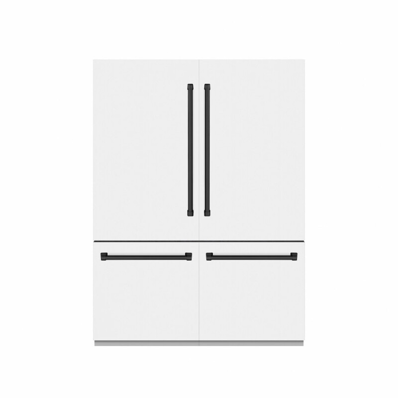 Autograph Edition 60 In. 32.2 Cu. Ft. French Door Built-in Bottom Freezer Refrigerator With Water Dispenser And Ice Maker In White Matte With Graphite Gray Interior And Matte Black Accents GRBIVZWM60MB