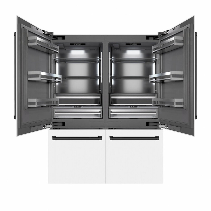 Autograph Edition 60 In. 32.2 Cu. Ft. French Door Built-in Bottom Freezer Refrigerator With Water Dispenser And Ice Maker In White Matte With Graphite Gray Interior And Matte Black Accents GRBIVZWM60MB
