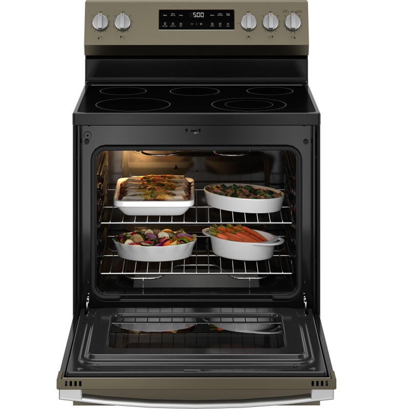 GE 30" Freestanding Radiant Range 5 Element Self Clean With Steam Clean Slate GRF500PVES Picture 1