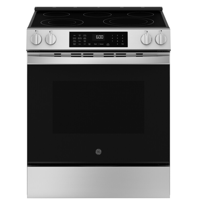 GE 30" Slide-In Electric Convection Range with No Preheat Air Fry and EasyWash™ Oven Tray Fingerprint Resistant Stainless GRS60LAVFS Picture 1