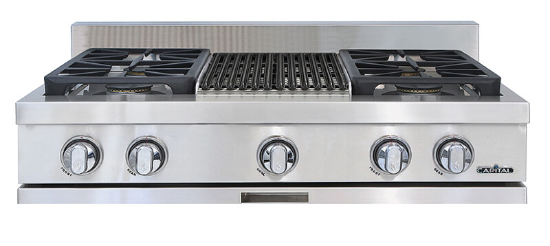36″ Rangetop 2 Sealed Burners / Grill / 2 Sealed Burners NG GRT362B2N
