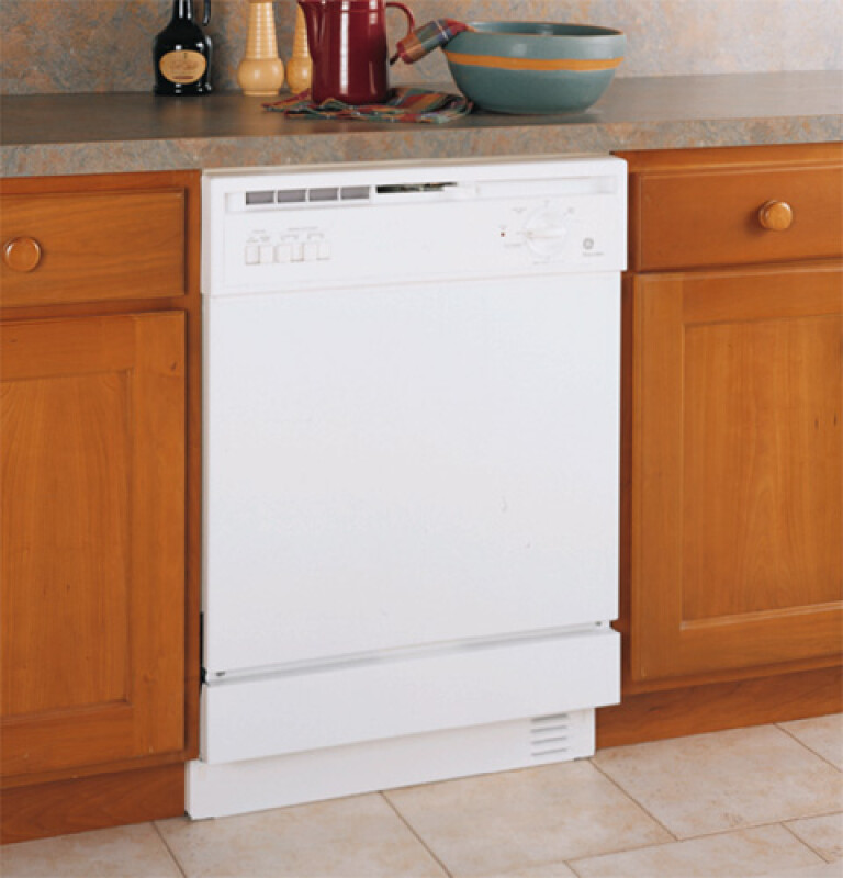 GE Built-In Potscrubber Dishwasher w/ SureClean Wash System, 3 Wash Levels, 5 Cycles/14 Options, Dual Filtration & Standard Sound Insulation Packag White GSD3330CWW Picture 1