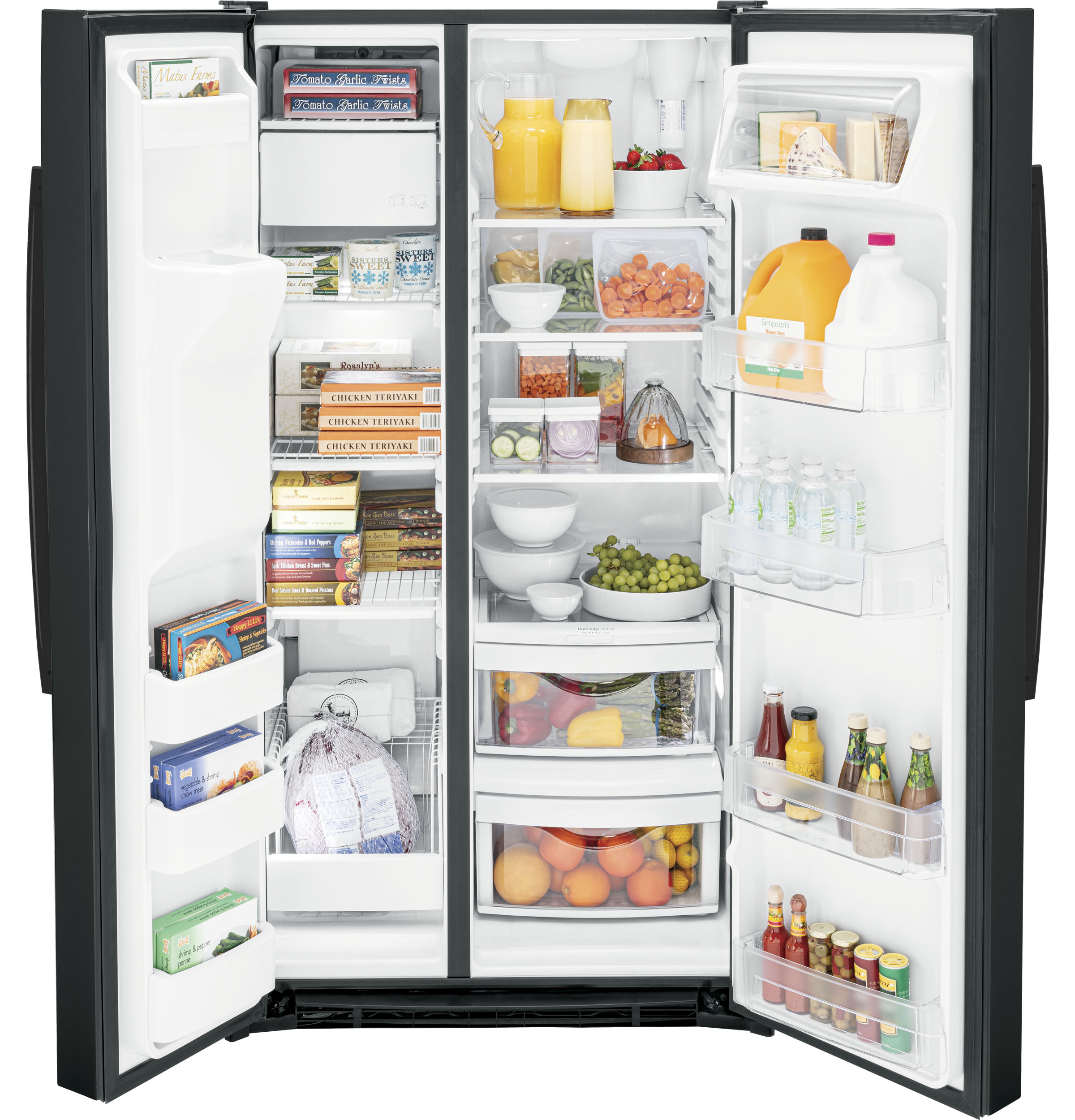Ge® Energy Star® 25.3 Cu. Ft. Side-by-side Refrigerator GSE25GGPBB