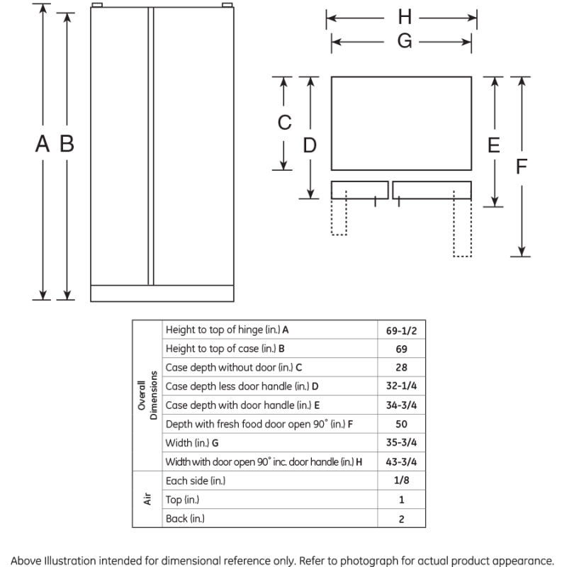 25.9 Cu. Ft. Side-By-Side Refrigerator GSE26GSESS