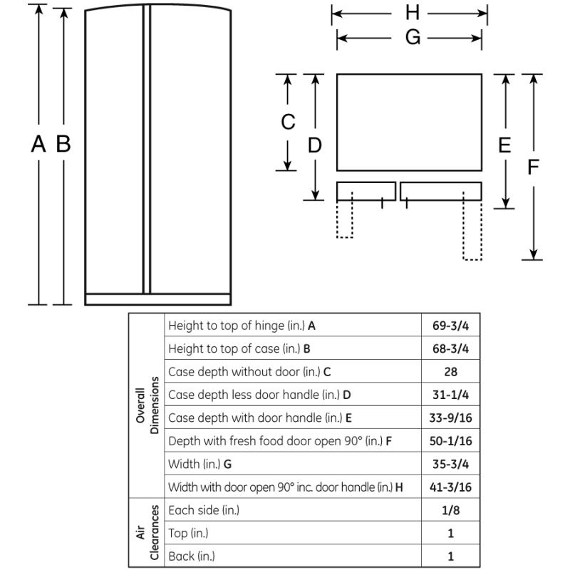 25.9 Cu. Ft. Side-By-Side Refrigerator with Dispenser GSHF6PHXWW