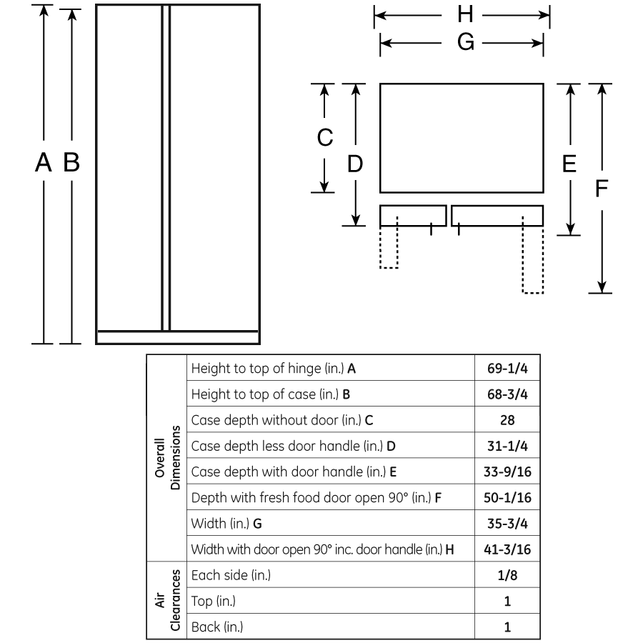 25.4 Cu. Ft. Side-By-Side Refrigerator with Dispenser GSHS5PGXSS