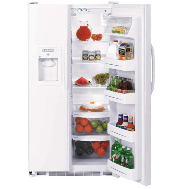 GE 22.0 Cu. Ft. Side-By-Side Refrigerator with Dispenser White GSS22IFPWW Picture 1