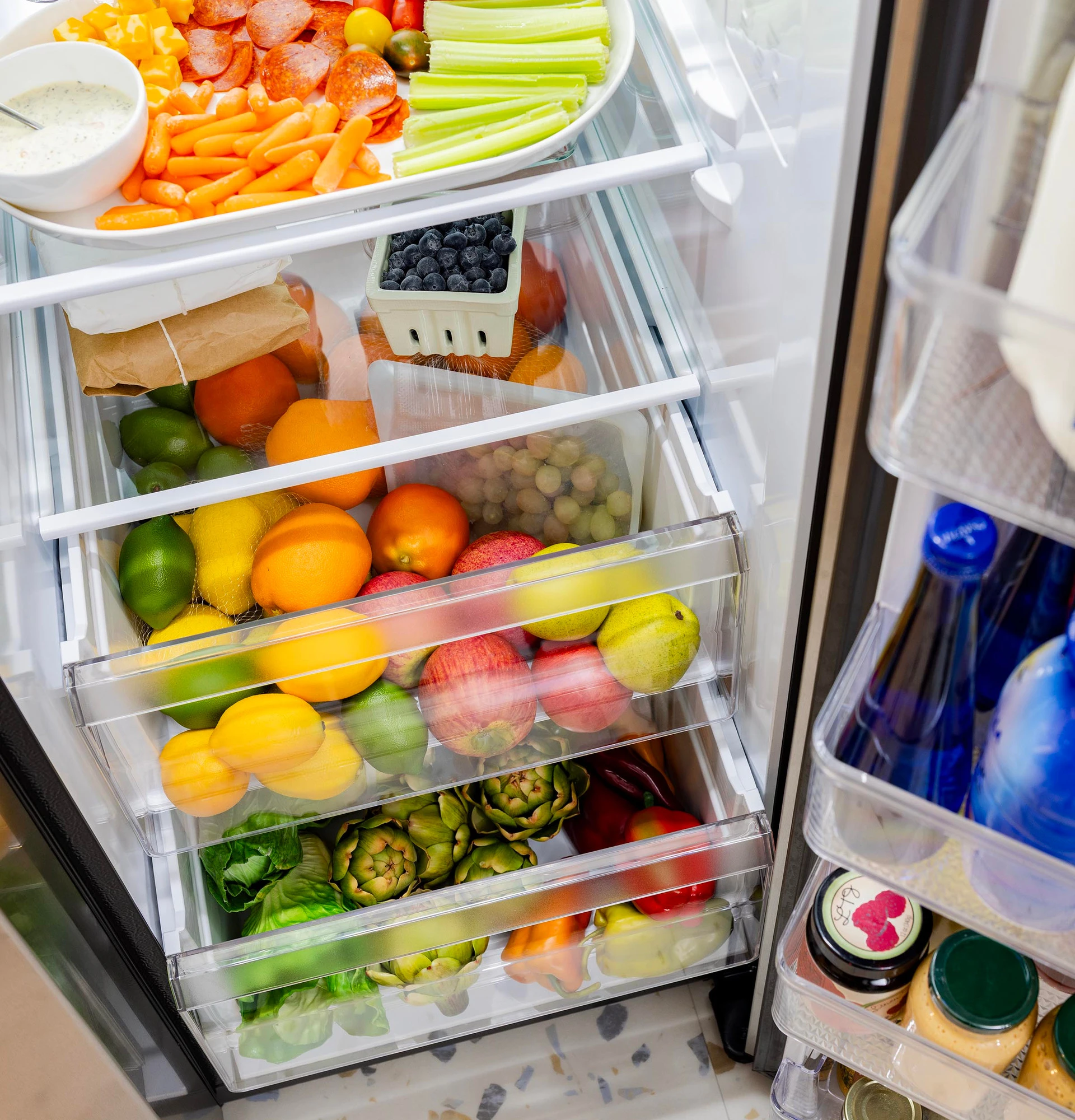 Ge® 27.9 Cu. Ft. Side-by-side Refrigerator With Extra Tall Dispenser And In-door Icemaker GSS28NYYFS