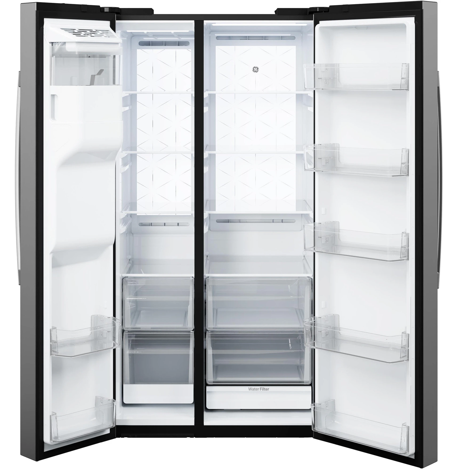 GE® 27.7 Cu. Ft. Side-By-Side Refrigerator with LED Light Walls and Extra Tall Dispenser view 5