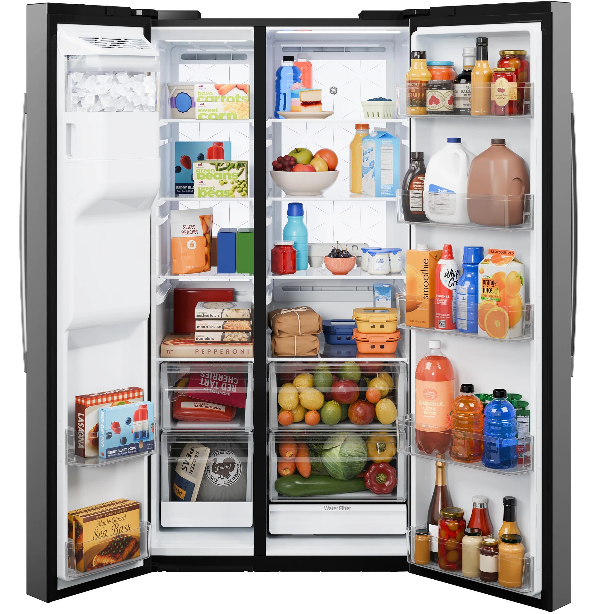 GE® 27.7 Cu. Ft. Side-By-Side Refrigerator with LED Light Walls and Extra Tall Dispenser view 6
