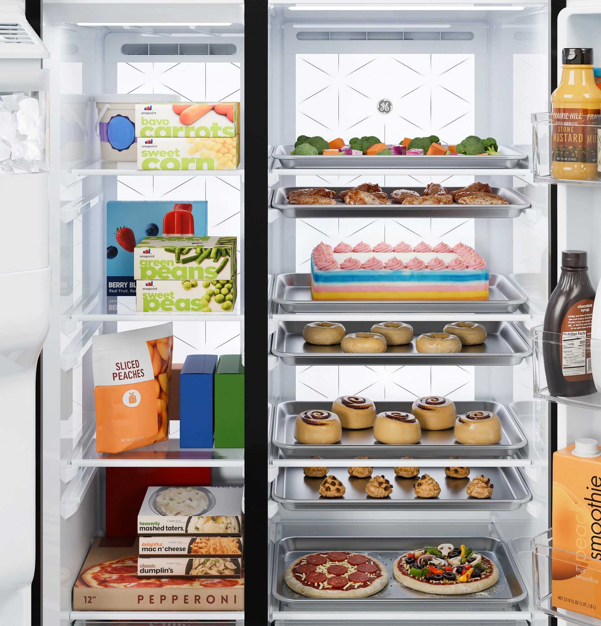 GE® 27.7 Cu. Ft. Side-By-Side Refrigerator with LED Light Walls and Extra Tall Dispenser view 9