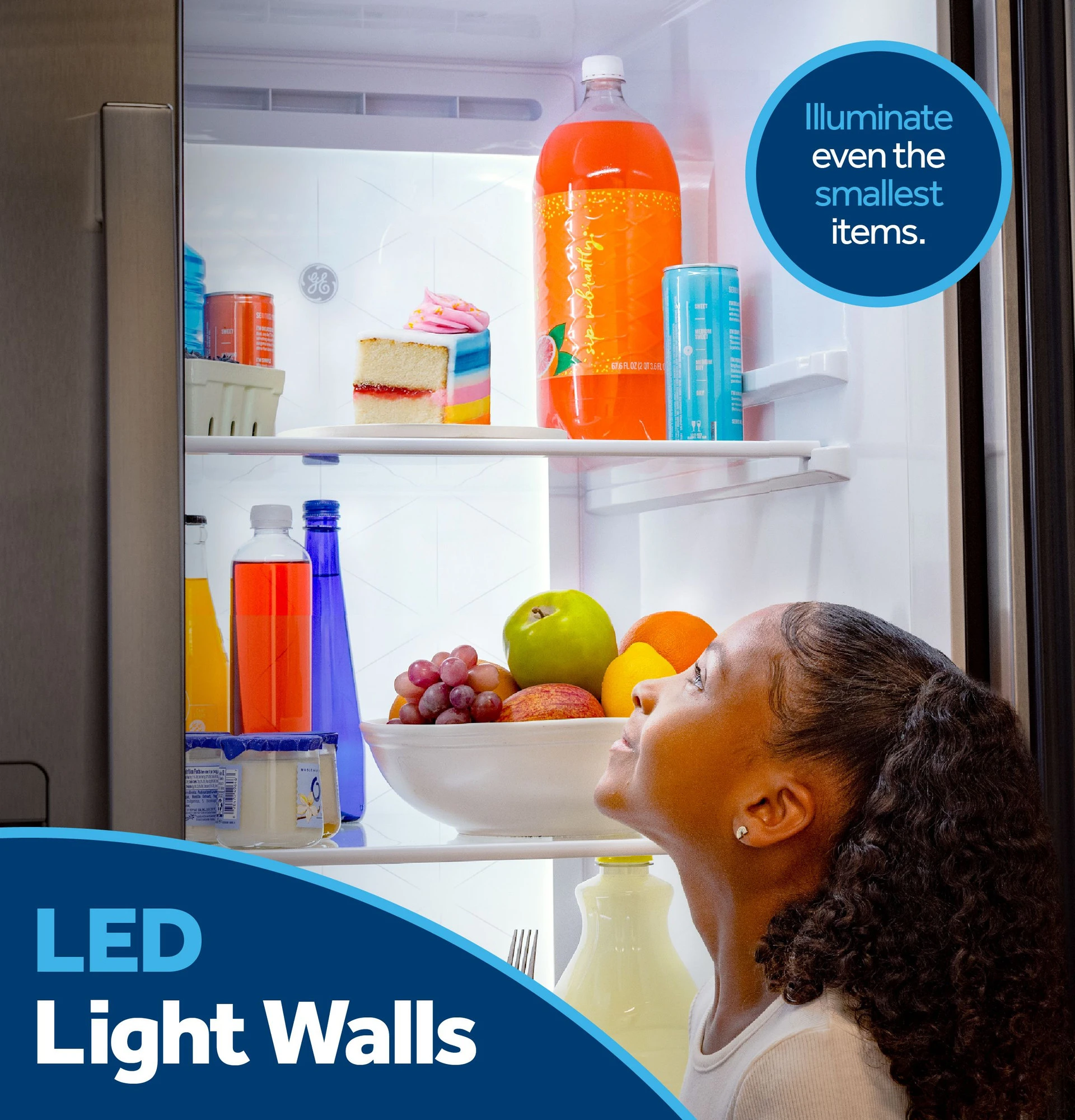 GE® 27.7 Cu. Ft. Side-By-Side Refrigerator with LED Light Walls and Extra Tall Dispenser view 13