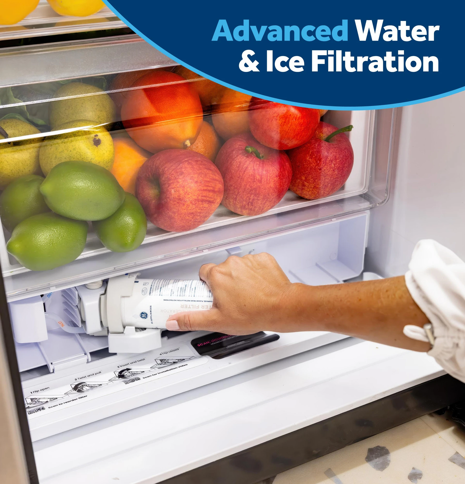 GE® 27.7 Cu. Ft. Side-By-Side Refrigerator with LED Light Walls and Extra Tall Dispenser view 25