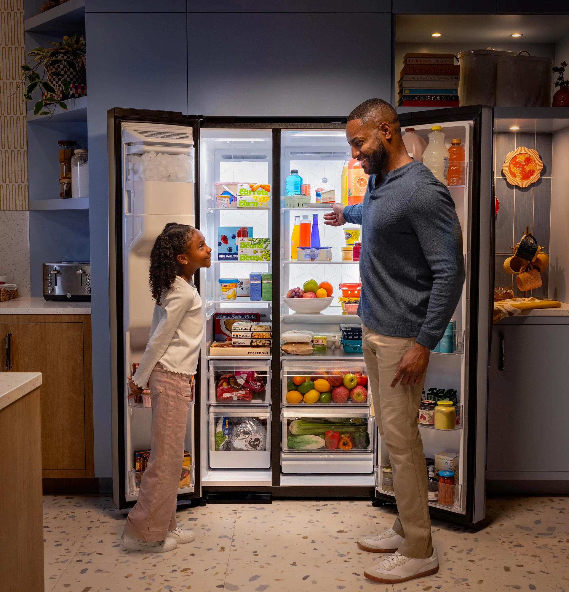 GE® 27.7 Cu. Ft. Side-By-Side Refrigerator with LED Light Walls and Extra Tall Dispenser view 29
