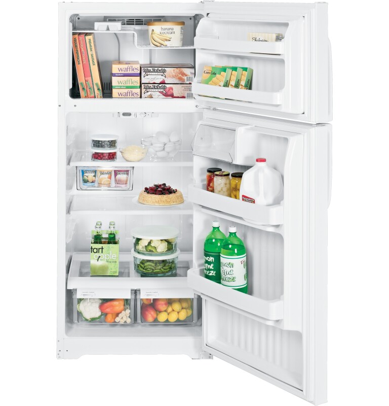 GE ENERGY STAR 16.5 Cu. Ft. Top-Freezer Refrigerator White GTH17JBDWW Picture 1