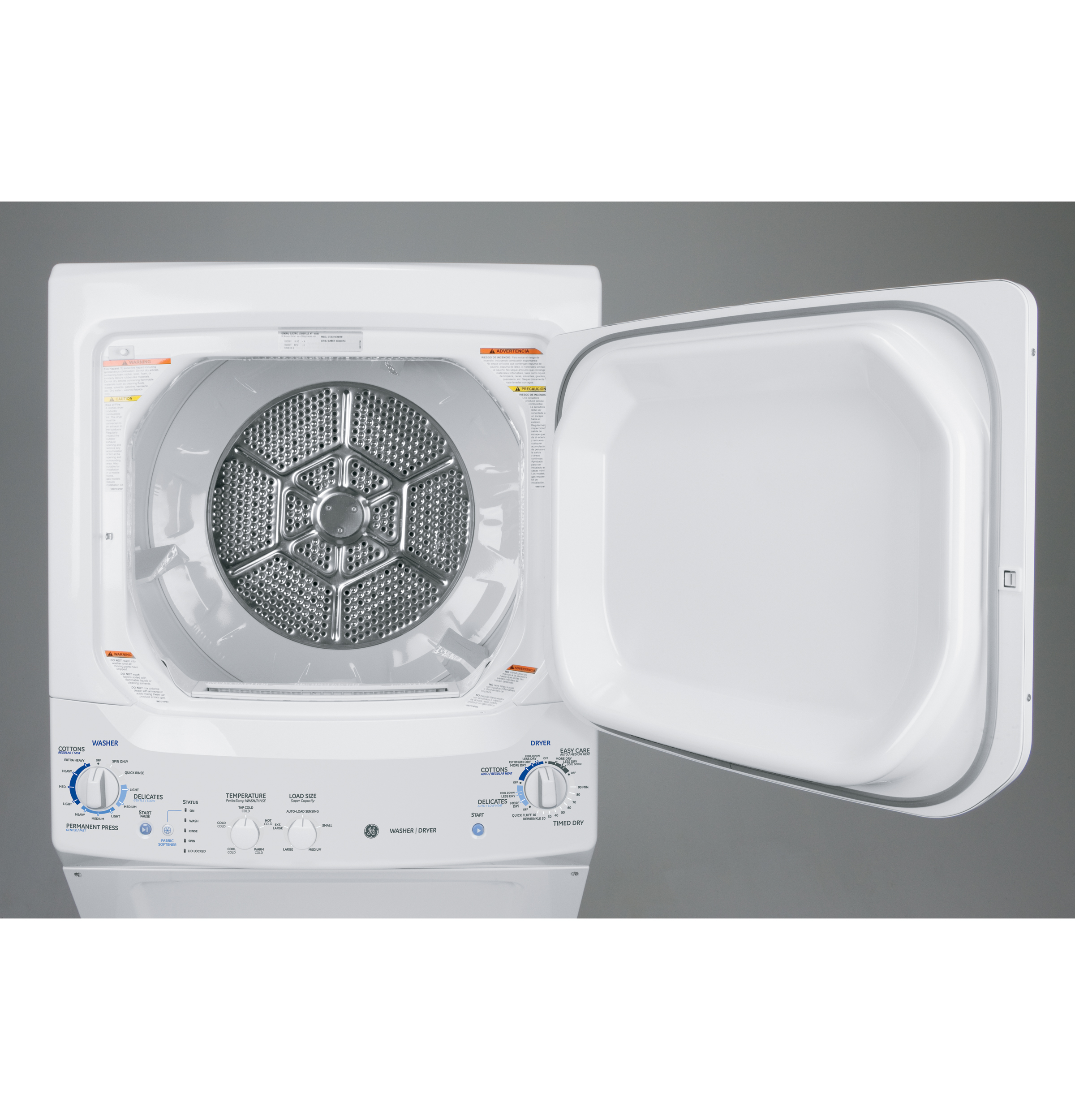 Unitized Spacemaker 3.4 DOE cu. ft. stainless steel Washer and 5.9 cu. ft. Gas Dryer GTUN275GMWW