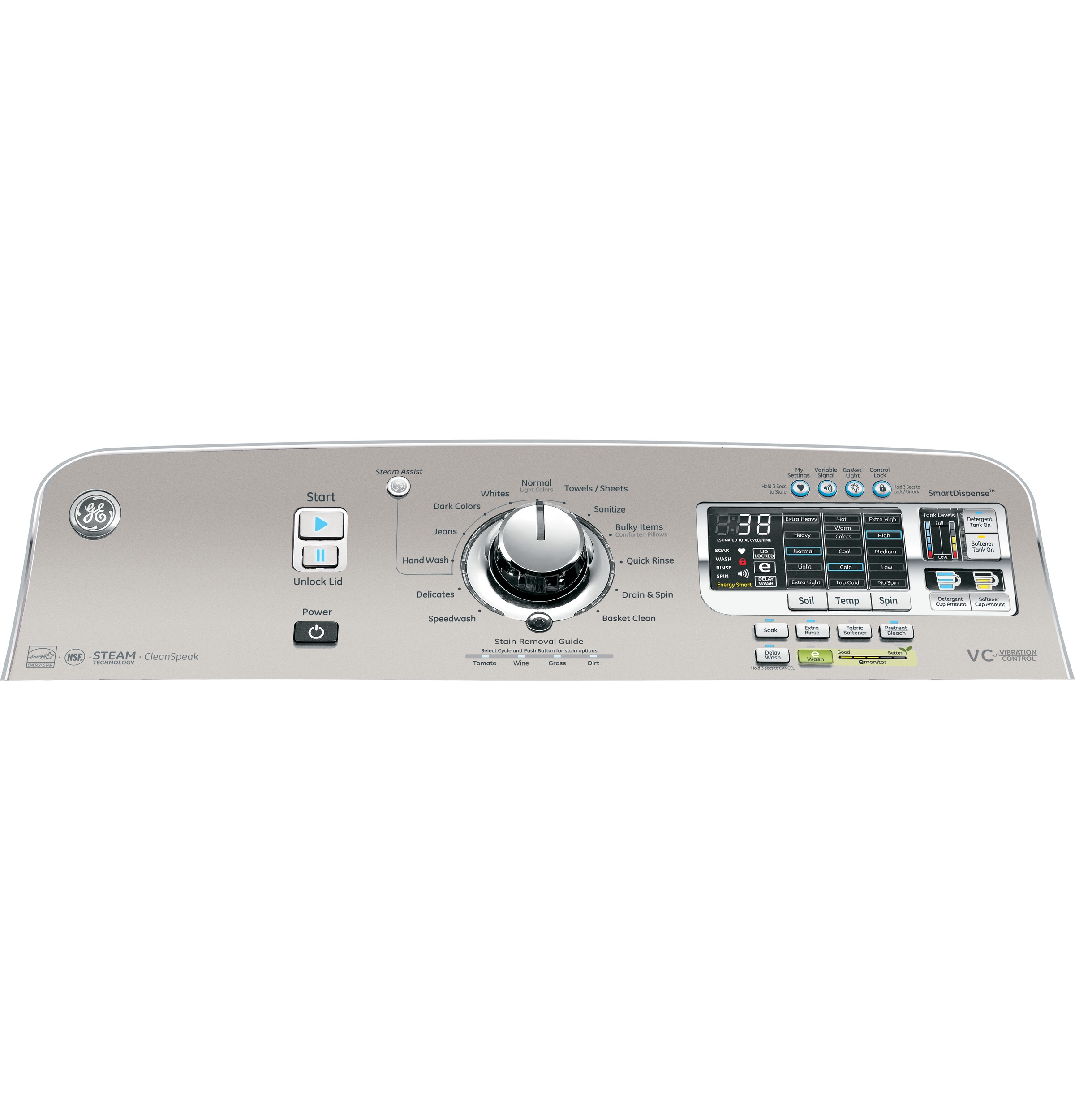 5.0 DOE cu. ft. capacity washer with stainless steel basket and steam GTWS8650DWS, product image 2 of 29