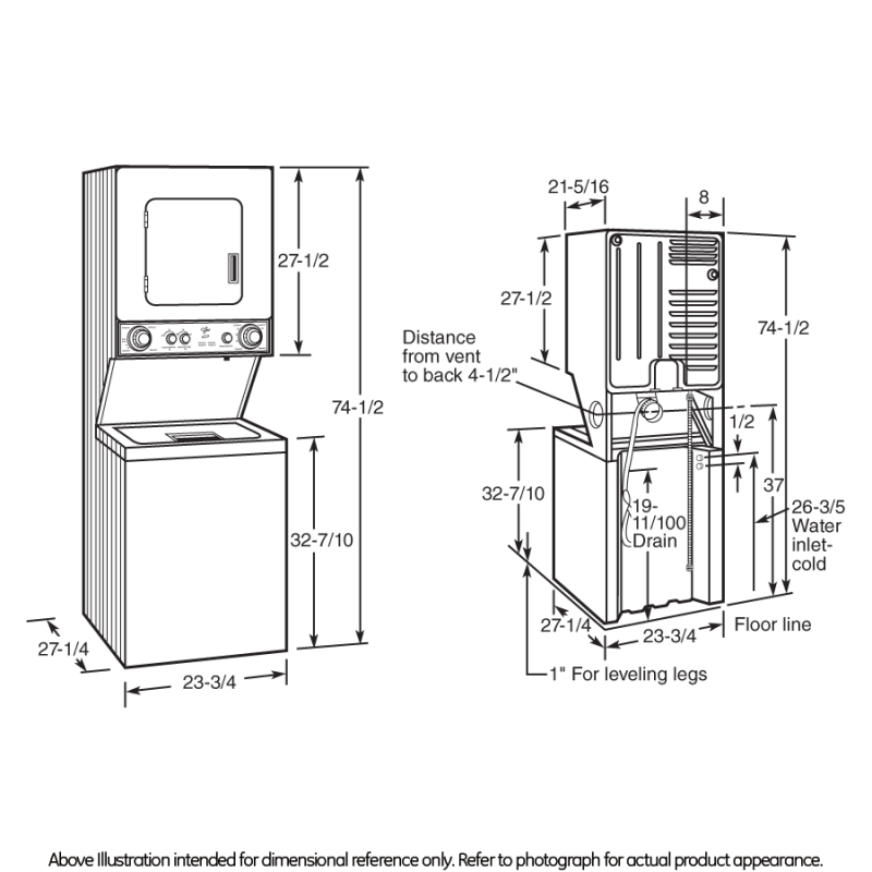 Unitized Spacemaker 2.0 DOE cu. ft. Washer and 4.4 cu. ft. Electric Dryer GUD24ESSJWW