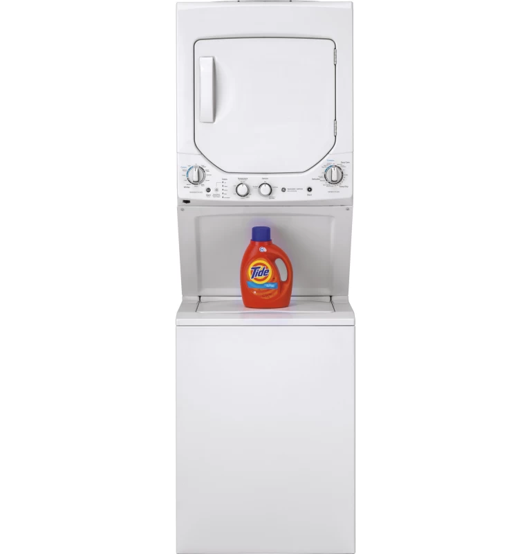 GE Unitized Spacemaker 2.3 cu. ft. Capacity Washer with Stainless Steel Basket and 4.4 cu. ft. Capacity Electric Dryer White GUD24ESSMWW Picture 1