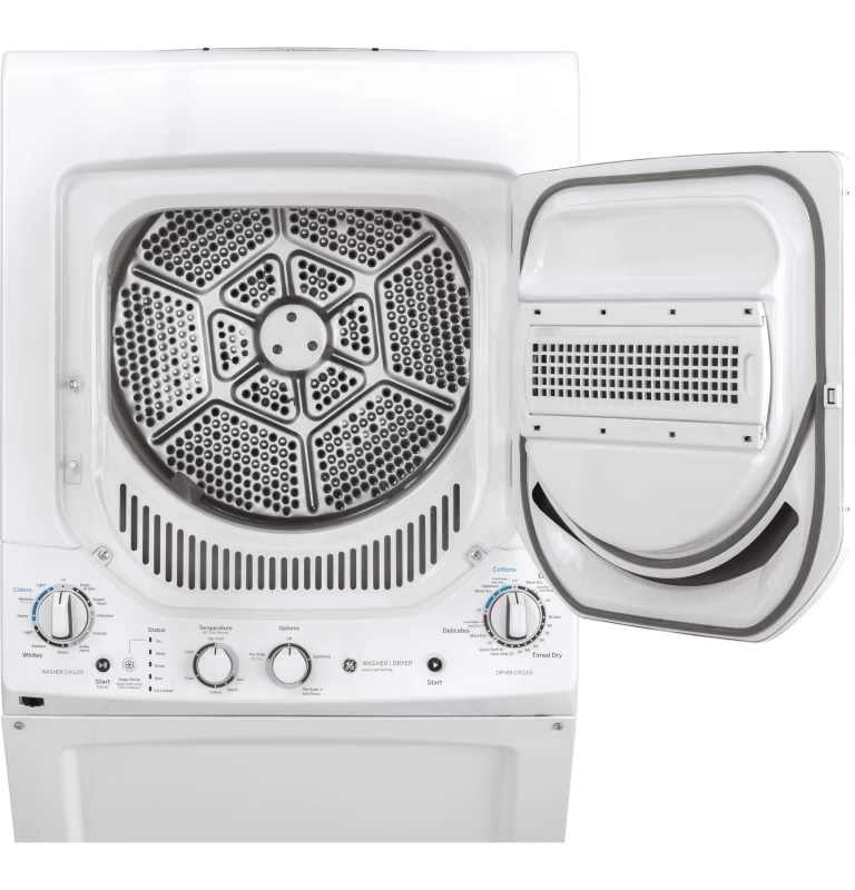 Unitized Spacemaker 2.3 cu. ft. Capacity Washer with Stainless Steel Basket and 4.4 cu. ft. Capacity Gas Dryer GUD24GSSMWW