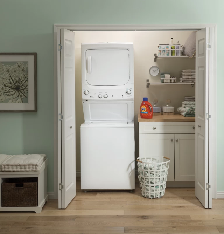 Laundry Center with Stainless Steel Basket and 5.9 cu. ft. Electric Dryer in White GUD27ESSMWW