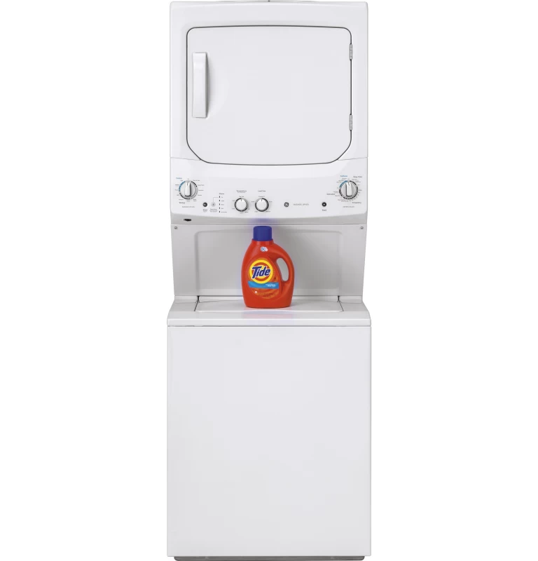 Unitized Spacemaker® Laundry Center with Stainless Steel Basket and 5.9 cu. ft. Gas Dryer in White GUD27GSSMWW