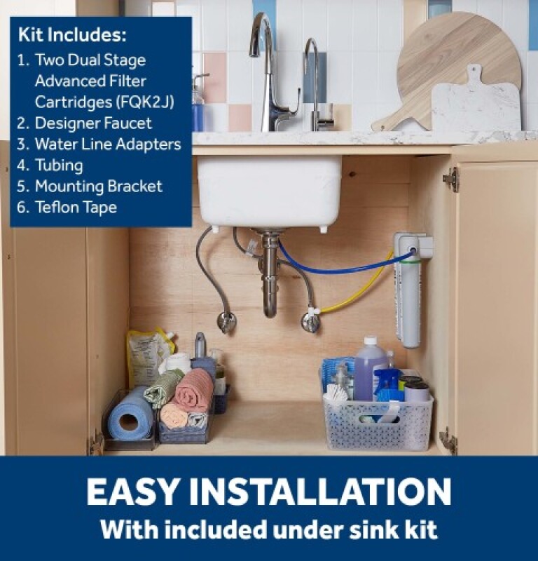 Under Sink Dual Stage Water Filtration System With Faucet GXK255TBN