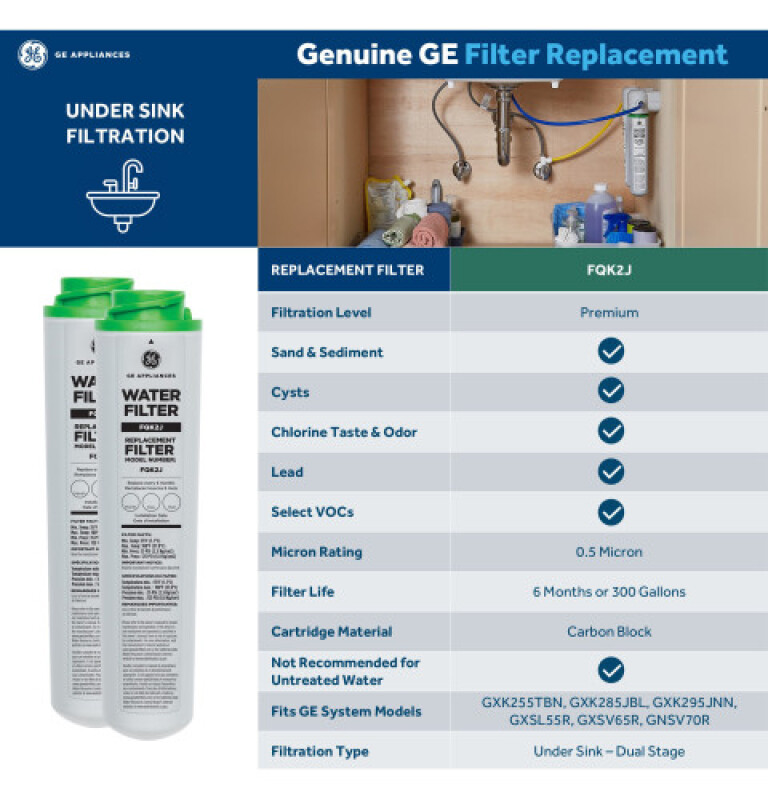 Under Sink Dual Stage Water Filtration System With Faucet GXK255TBN