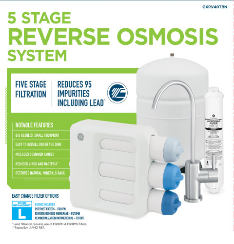 Reverse Osmosis 5 Stage Premium Water Filtration System With Faucet GXRV40TBN