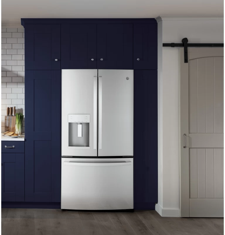 ENERGY STAR 22.1 Cu. Ft. Counter-Depth Fingerprint Resistant French-Door Refrigerator GYE22GYNFS