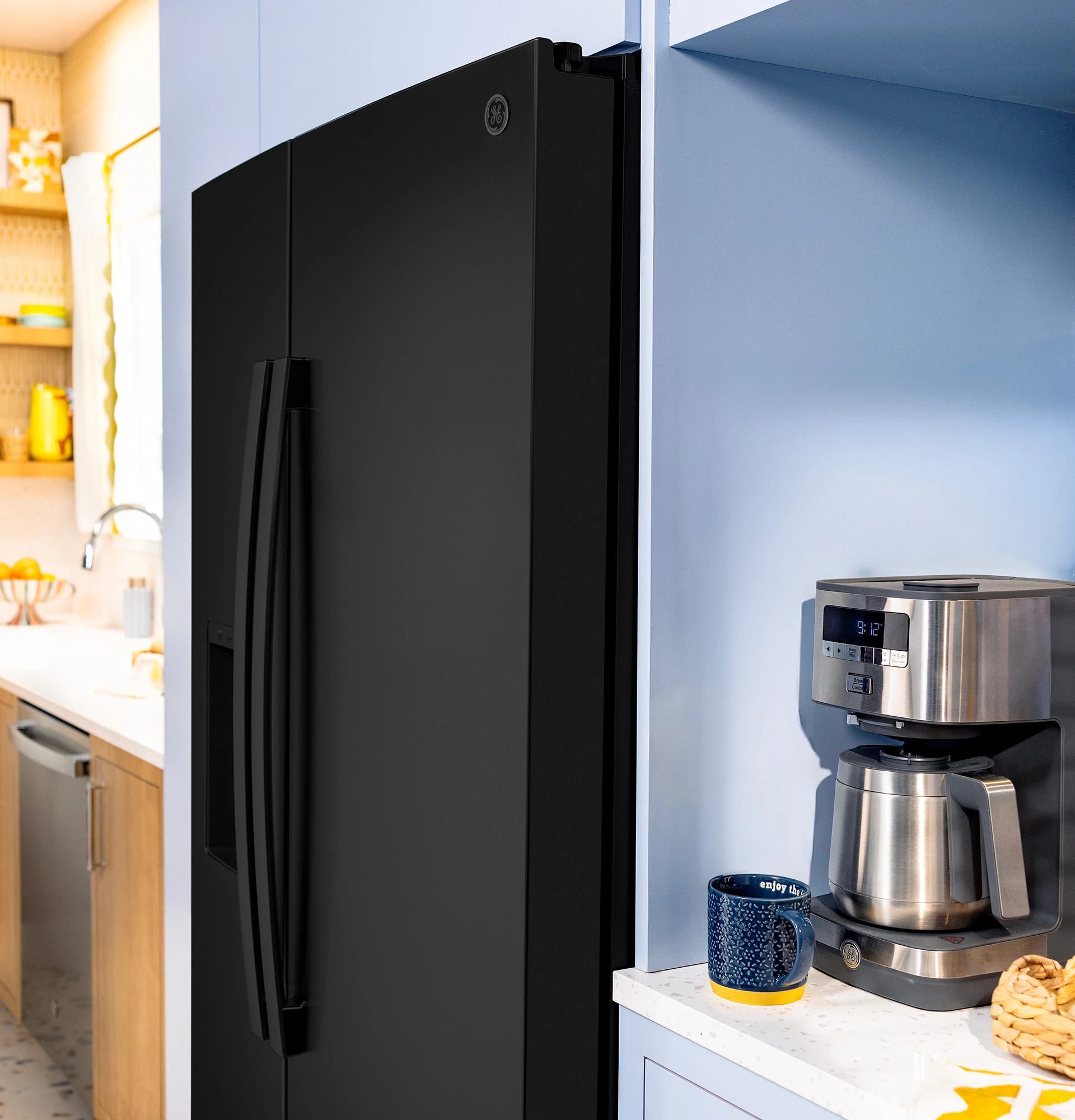 23.6 Cu. Ft. Counter-Depth Side-By-Side Refrigerator with Extra Tall Dispenser and In-Door Icemaker GZE24NGYBB