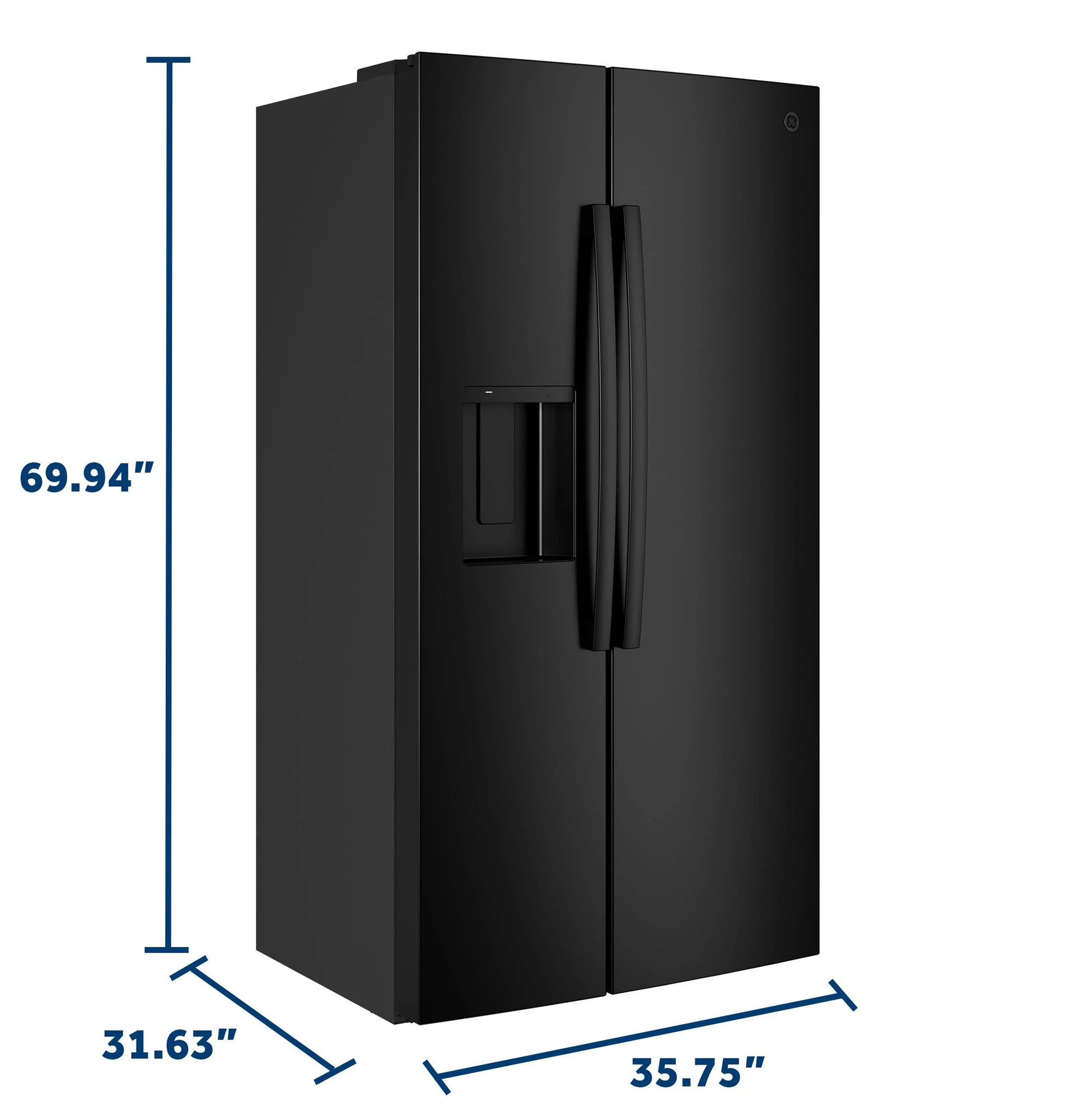 23.6 Cu. Ft. Counter-Depth Side-By-Side Refrigerator with Extra Tall Dispenser and In-Door Icemaker GZE24NGYBB