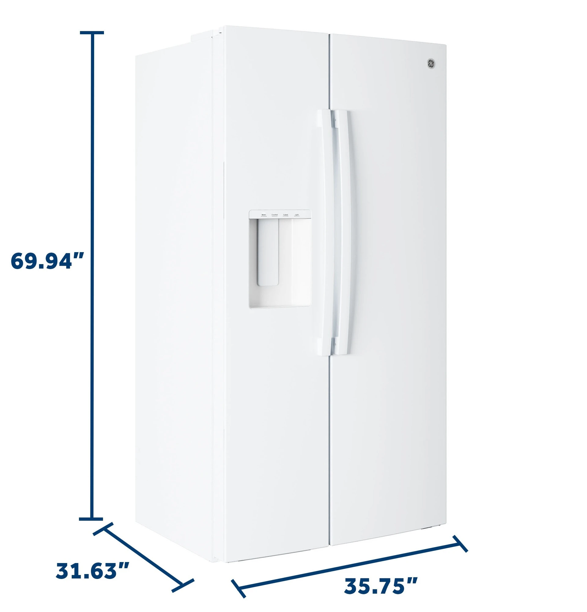23.6 Cu. Ft. Counter-Depth Side-By-Side Refrigerator with Extra Tall Dispenser and In-Door Icemaker GZE24NGYWW