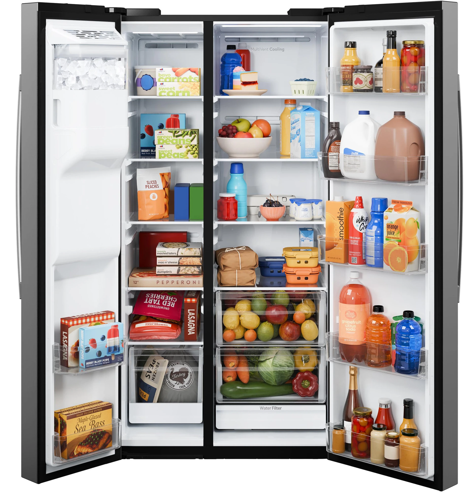 23.6 Cu. Ft. Counter-Depth Side-By-Side Refrigerator with Extra Tall Dispenser and In-Door Icemaker GZE24NYYFS