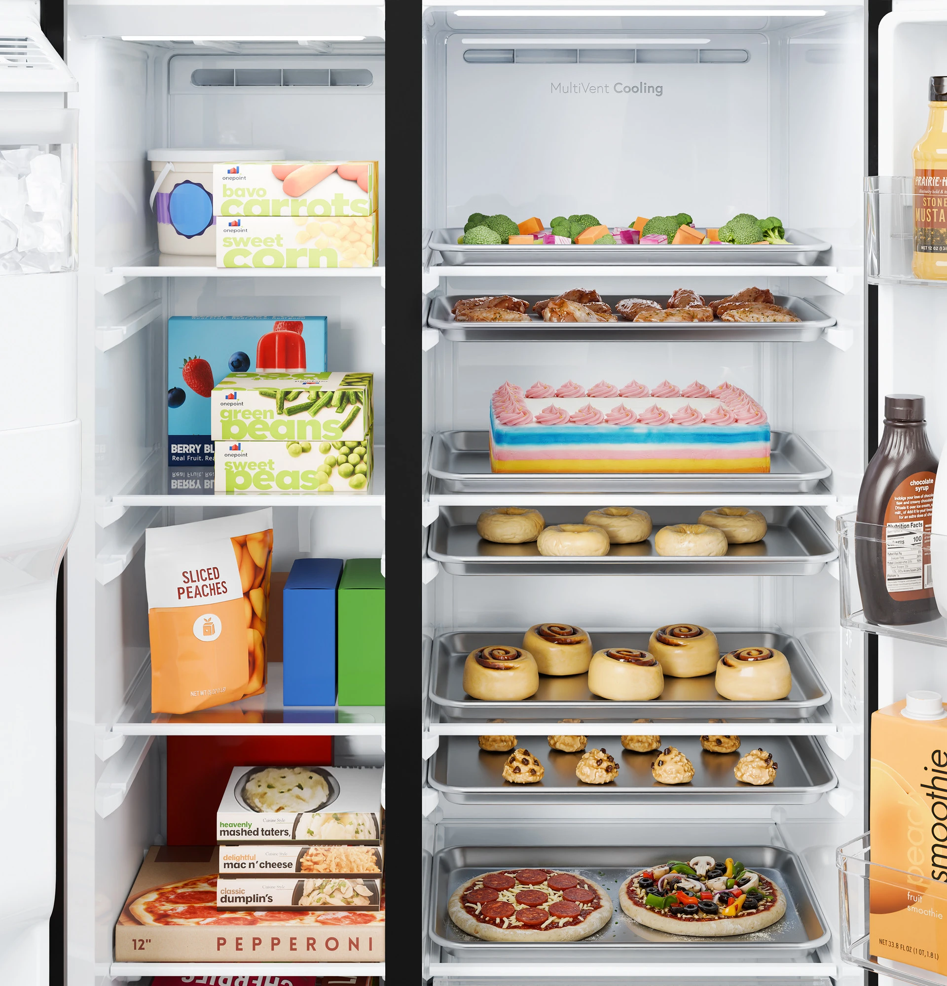 23.6 Cu. Ft. Counter-Depth Side-By-Side Refrigerator with Extra Tall Dispenser and In-Door Icemaker GZE24NYYFS