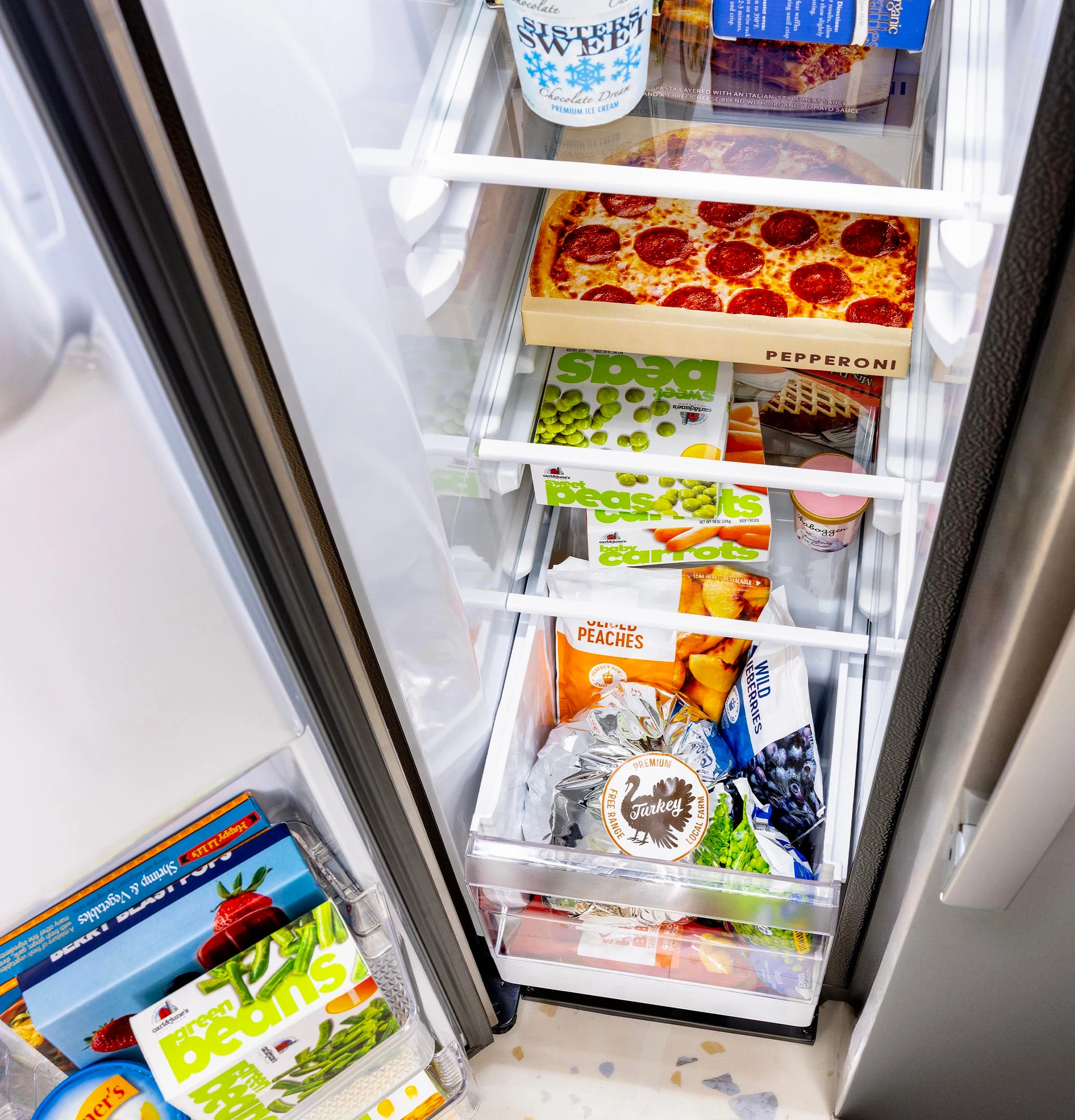 23.6 Cu. Ft. Counter-Depth Side-By-Side Refrigerator with Extra Tall Dispenser and In-Door Icemaker GZE24NYYFS