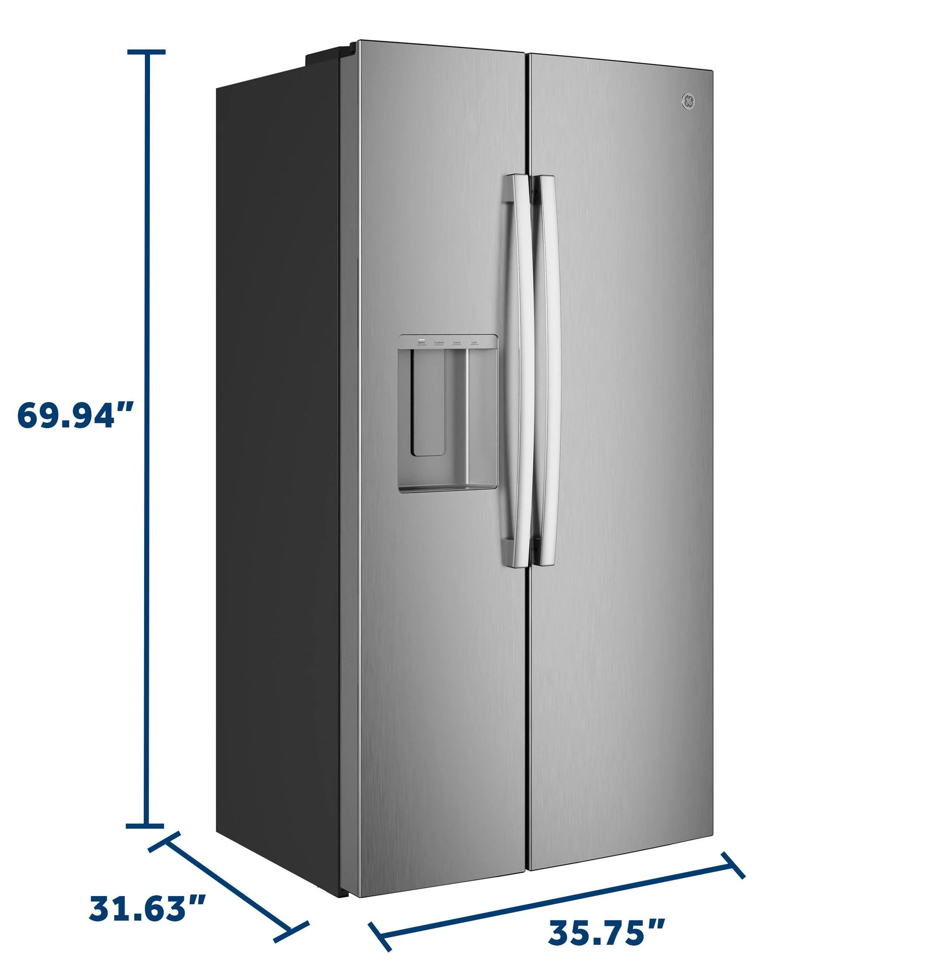 23.6 Cu. Ft. Counter-Depth Side-By-Side Refrigerator with Extra Tall Dispenser and In-Door Icemaker GZE24NYYFS