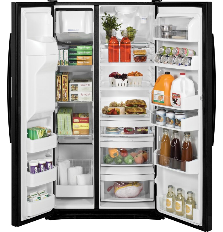 GE 22.7 Cu. Ft. Counter-Depth Side-By-Side Refrigerator Black GZS23HGEBB Picture 1