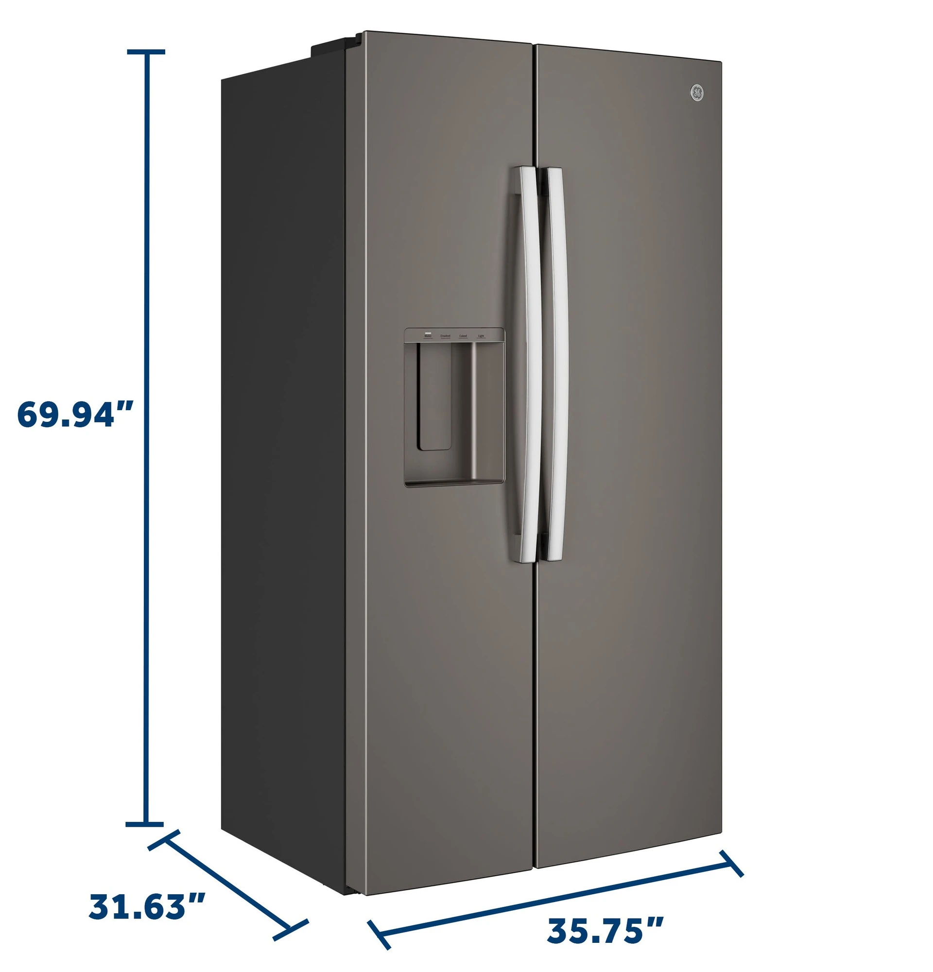 23.6 Cu. Ft. Counter-Depth Side-By-Side Refrigerator with Extra Tall Dispenser and In-Door Icemaker GZS24NMYES