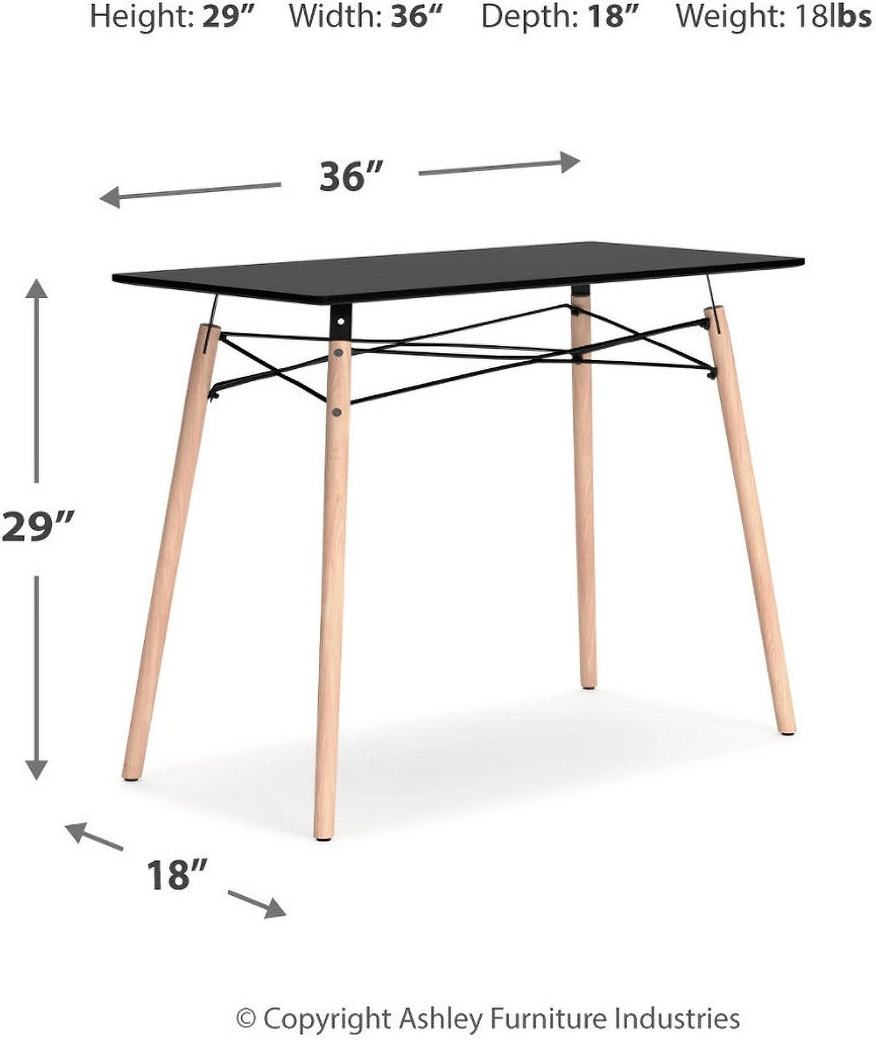 Jaspeni Black/Natural Home Office Desk H02010