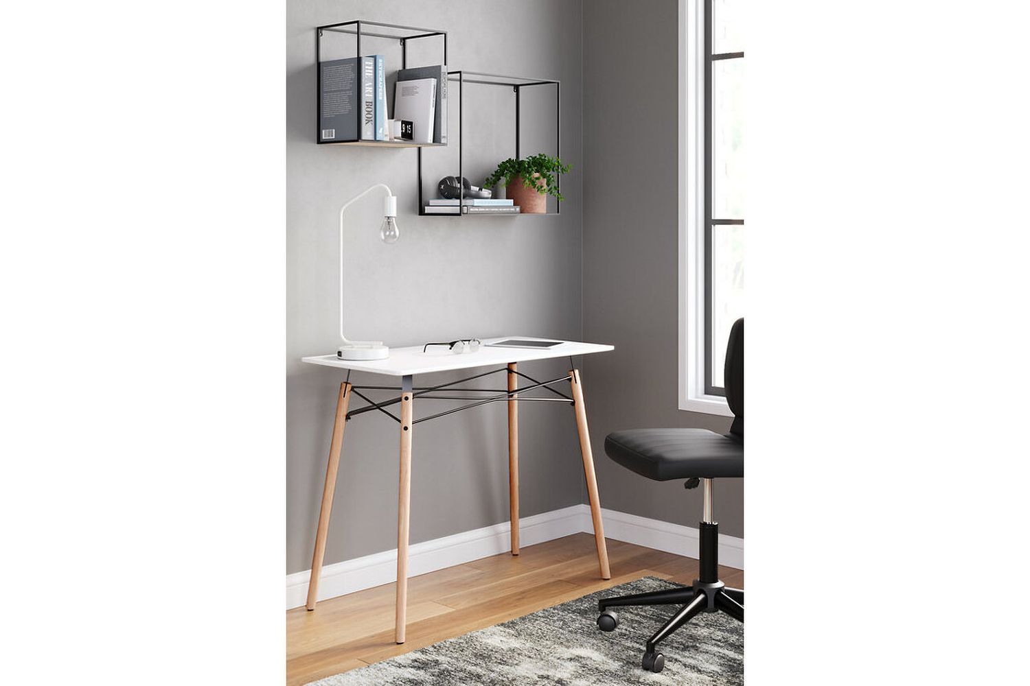 Jaspeni White/Natural Home Office Desk H020110