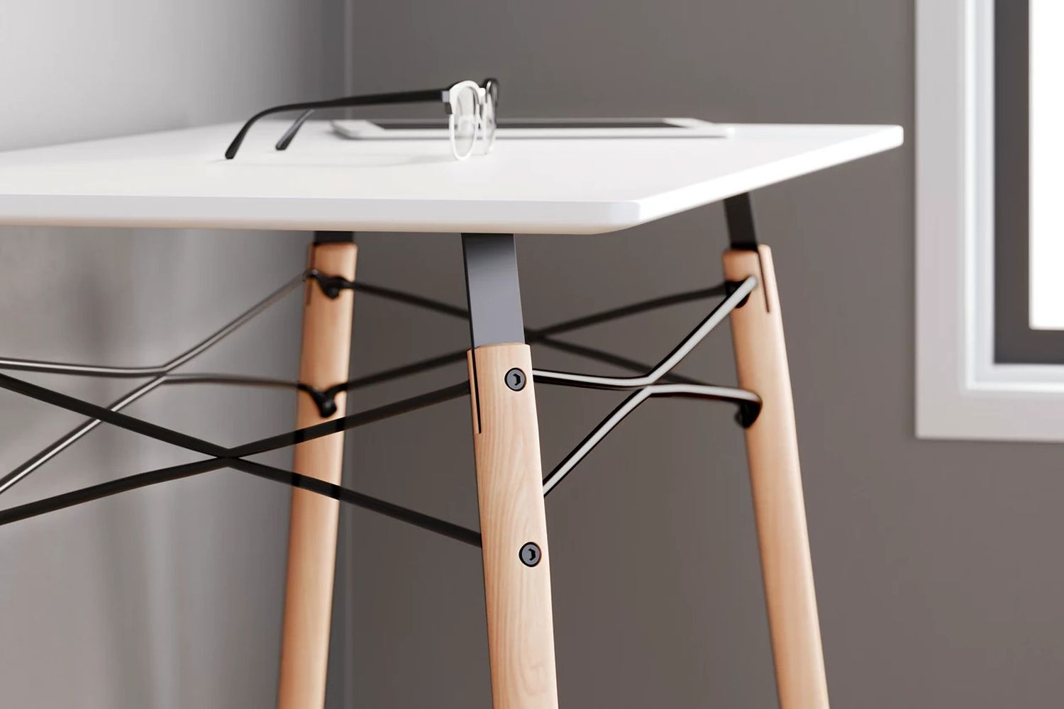 Jaspeni White/Natural Home Office Desk H020110