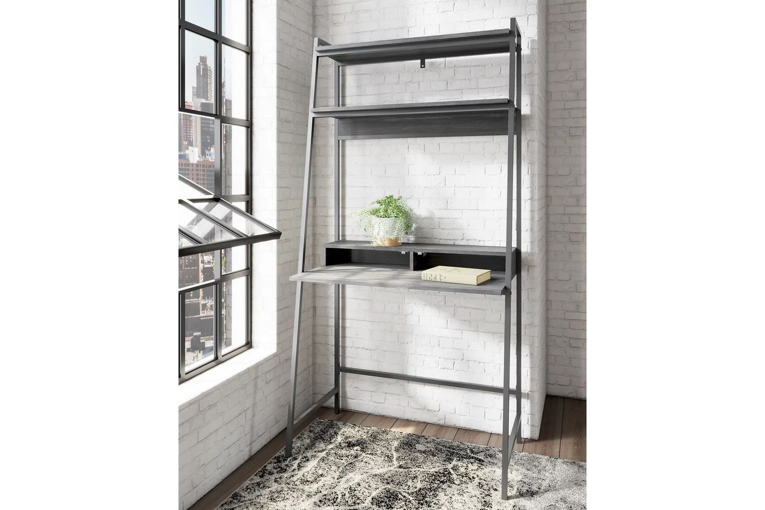 Yarlow Black Home Office Desk and Shelf H21527