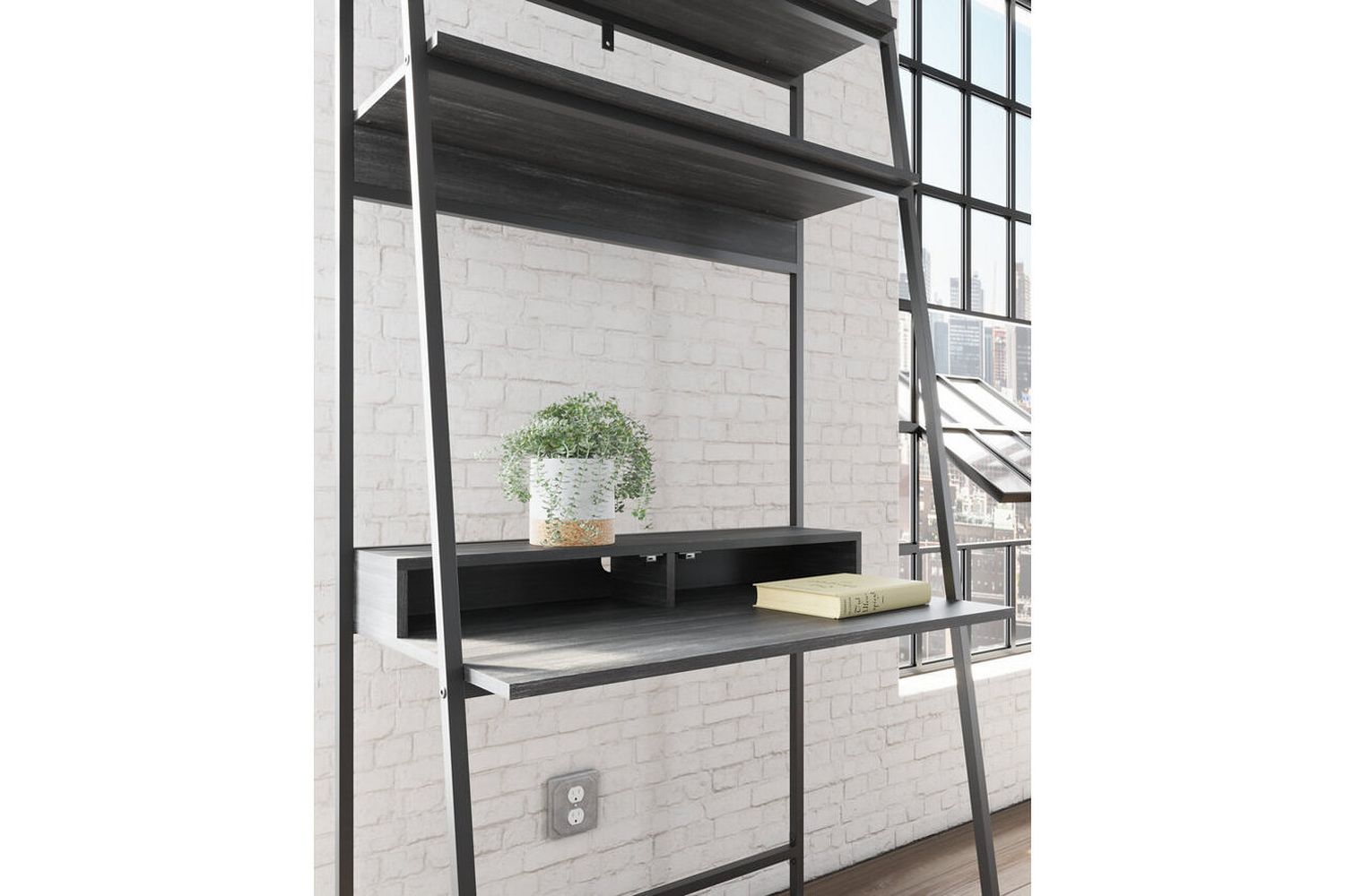 Yarlow Black Home Office Desk and Shelf H21527