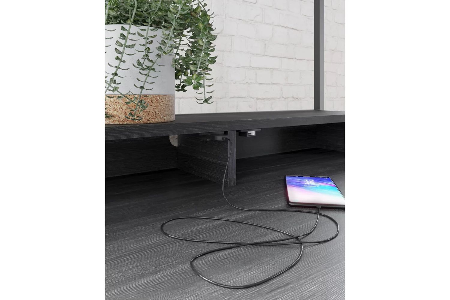 Yarlow Black Home Office Desk and Shelf H21527