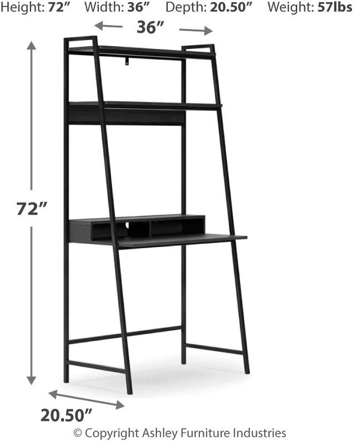 Yarlow Black Home Office Desk and Shelf H21527